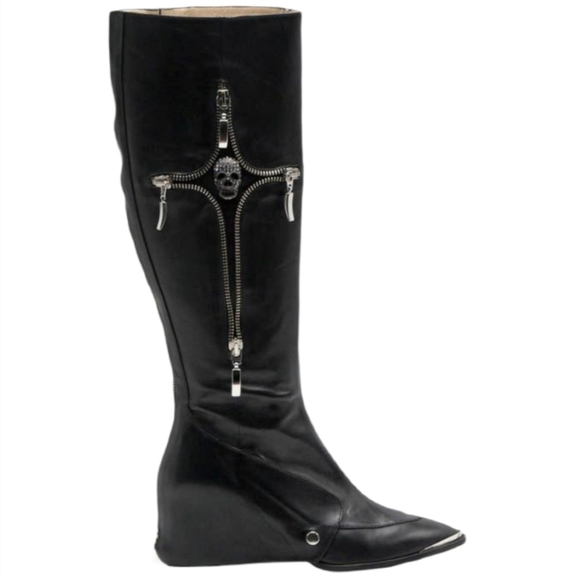Felix Barck Skull Cross Zipper Boot - Picture 1 of 6